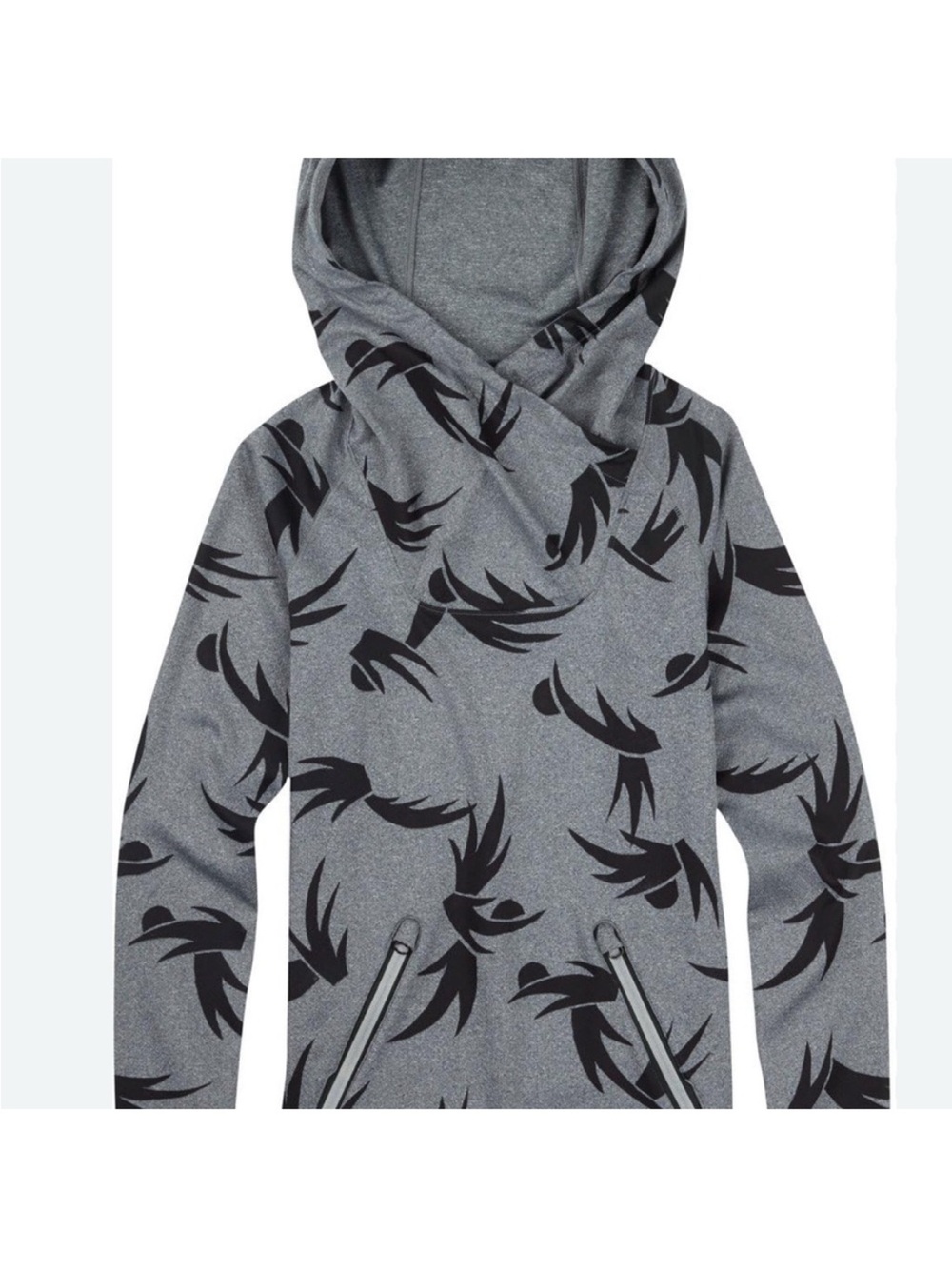 Burton Gray and Black Bird Pattern Hoodie Size Small